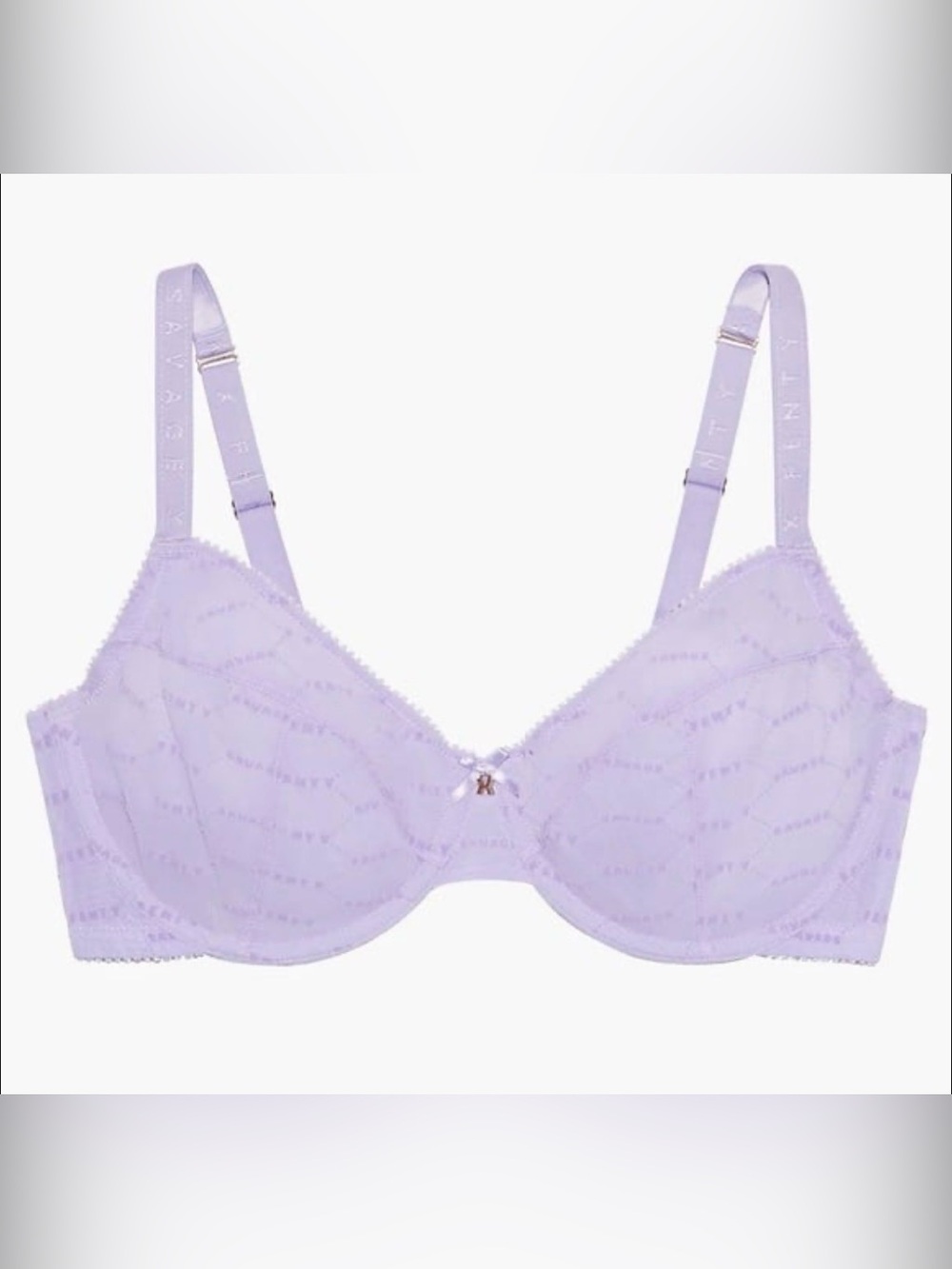 Savage x Fenty Flocked Logo Lavender Unlined Bra Sz 36DDD